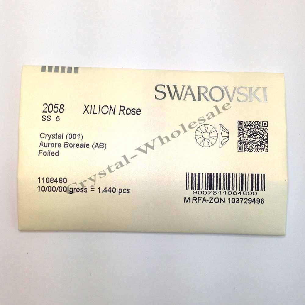 Swarovski 2058/2088 Flatback Foiled Rhinestones Factory Pack CRYSTAL AB (001 AB)