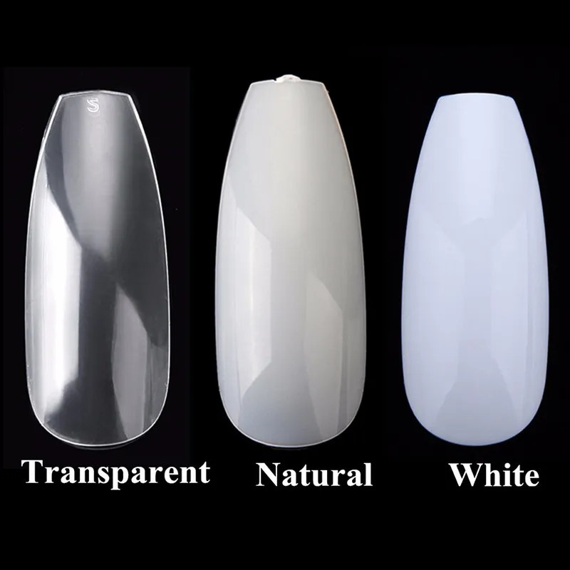 500pcs Long Coffin Ballerina Full Cover False Nail Tips 10 Sizes Acrylic Nails