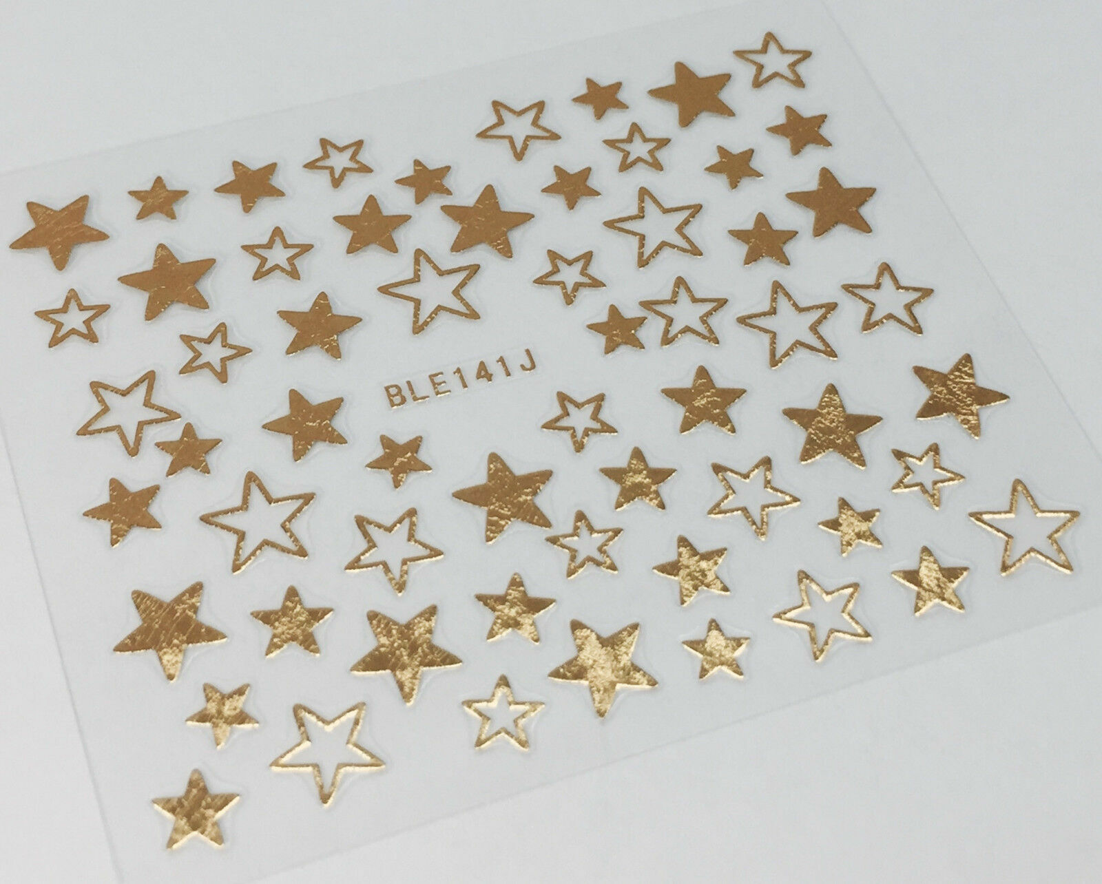 Nail Art 3D Decal Stickers Metallic Stars Gold 4th of July BLE141J