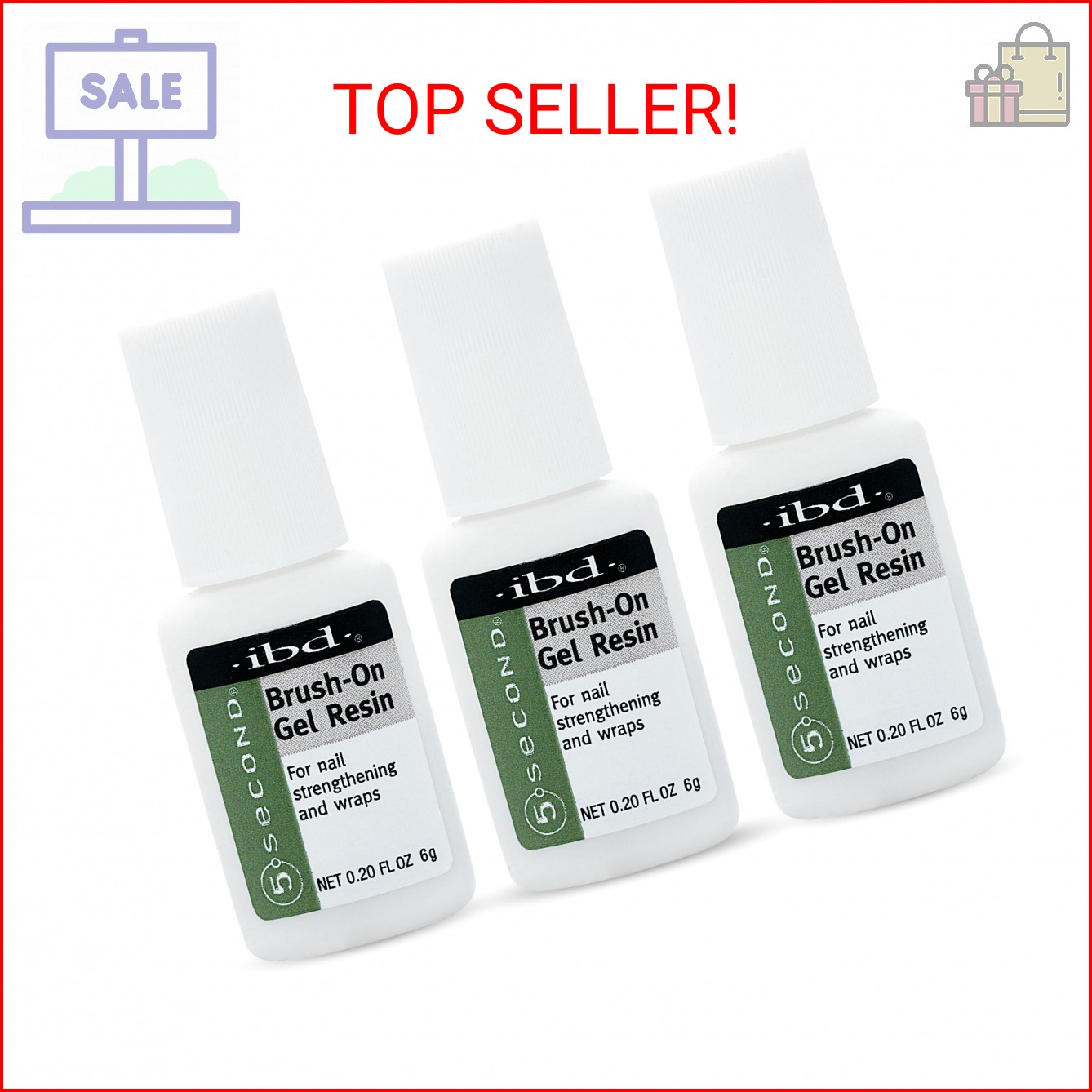 IBD 5 Second Brush On Nail Glue Gel Resin – Strong Nail Glue for Broken, Cracked