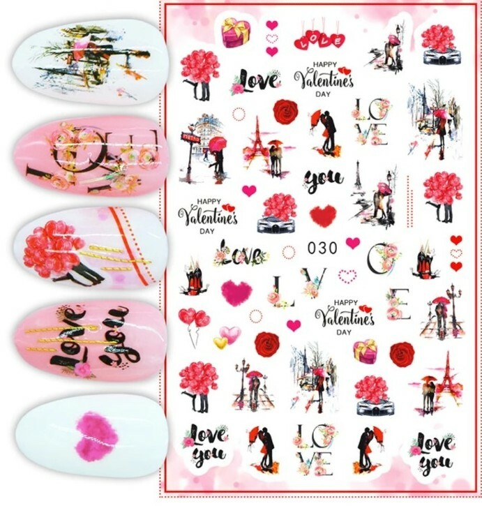 Self-adhesive Pink pattern 3d Nail Decal Valentine’s Day Stickers Manicure Nail