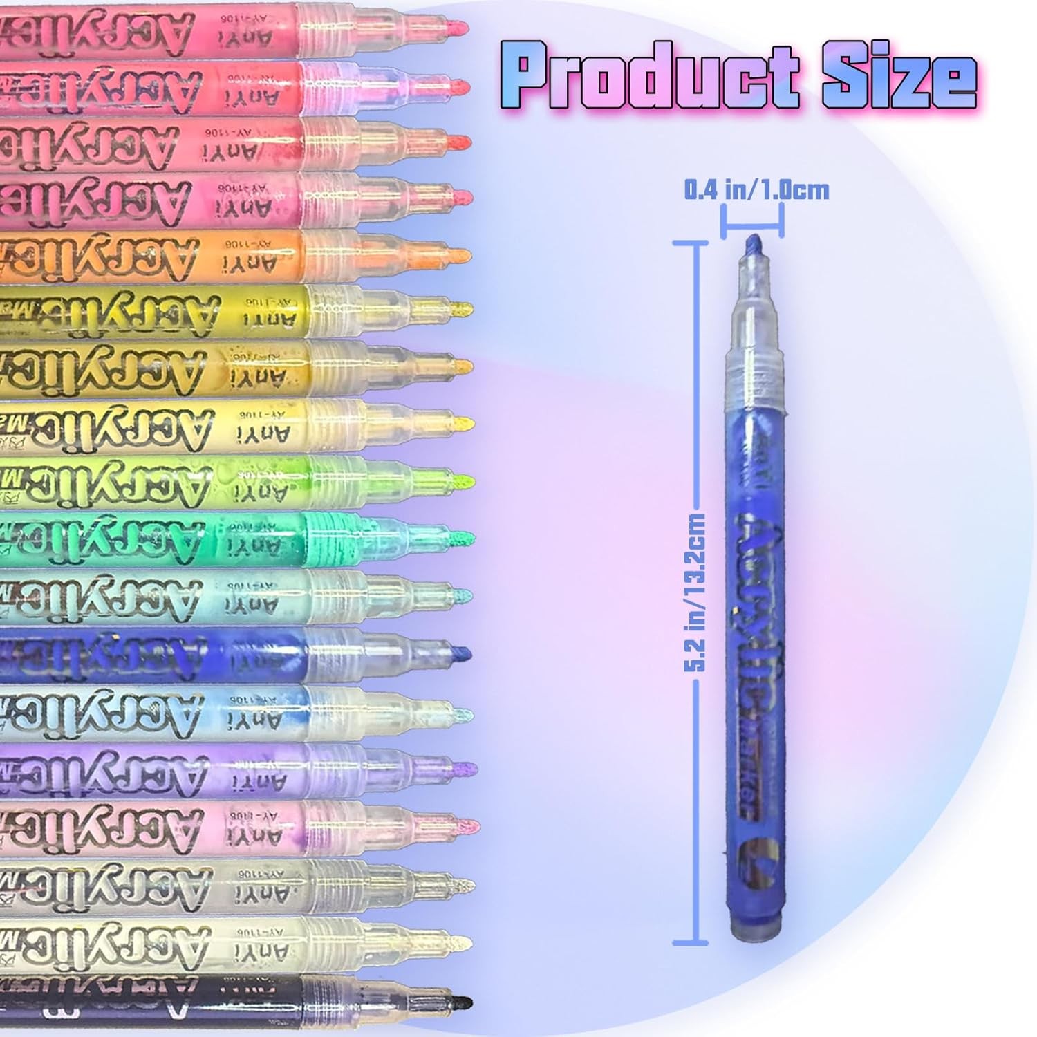 18 Colors Nail Art Pens Set, 3D l Nail Polish Pen Water-based