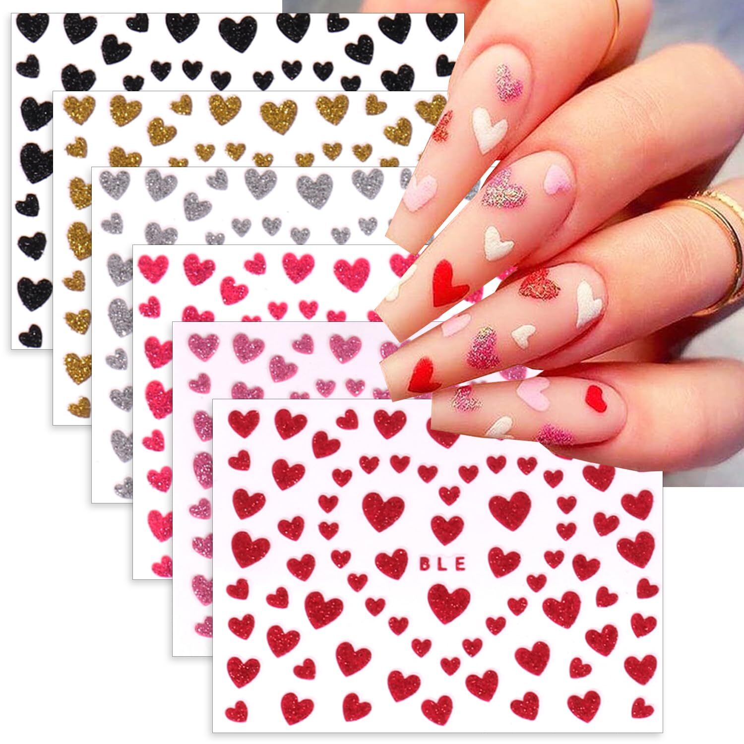 Valentine’s Day Heart Nail Art Decals Self-Adhesive DIY Manicure Decorations