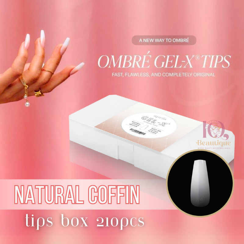 Apres Gel-X Ombre Natural Coffin Short Tips Box 14 Sizes 210pc