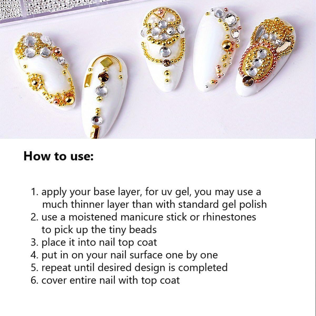 0.8Mm Mini Small Nail Beads Stainless Steel Beads Nail Chain Charms Nails Art De