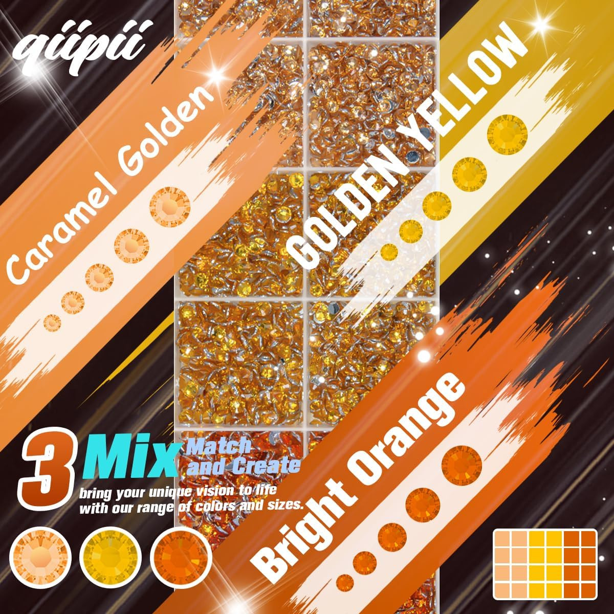 2Mm-6Mm 3 Color Orange AB Series Jelly Resin Rhinestones W B7000 Jewelry Glue fo