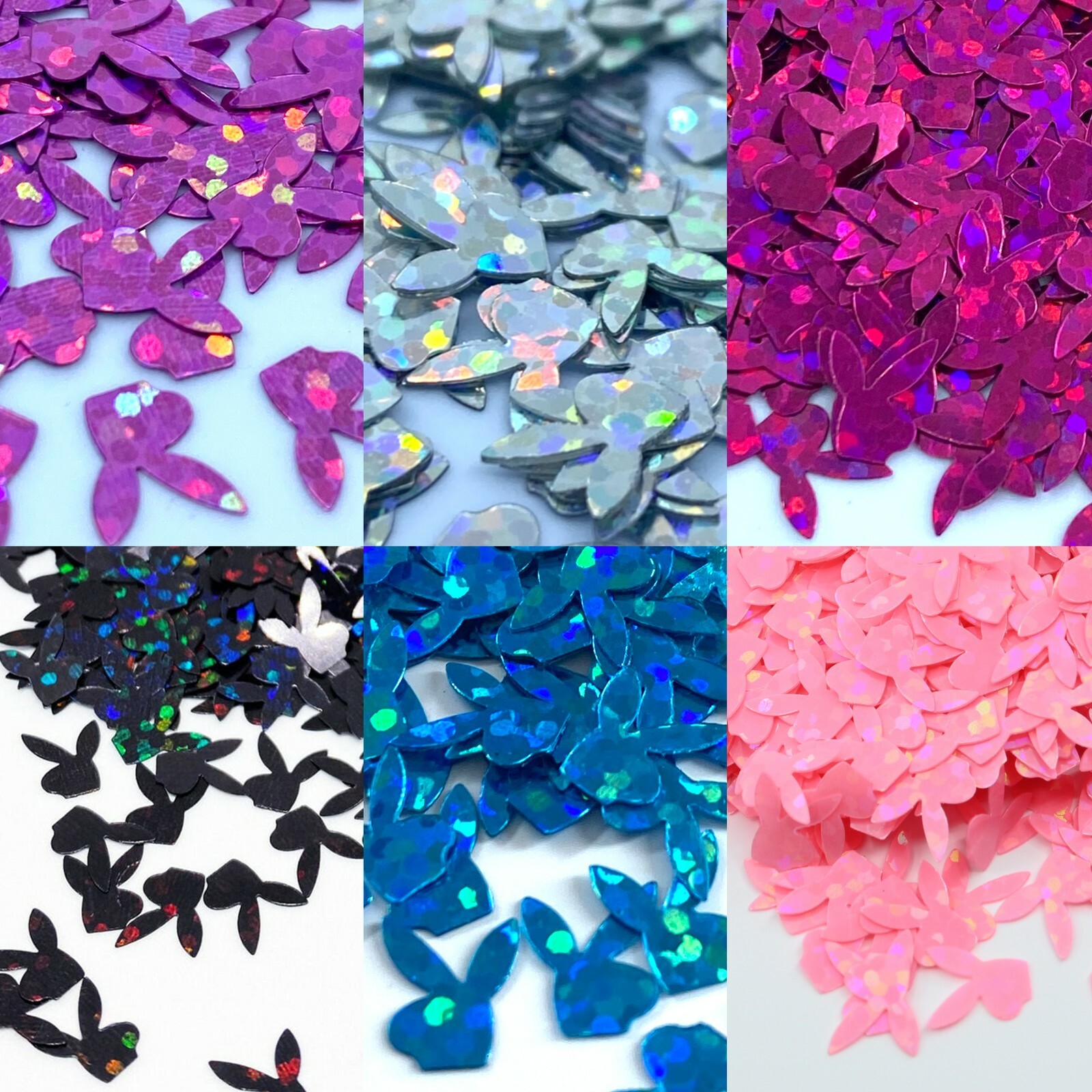 Holographic Bunny head Glitter Shape Solvent Resistant Glitter For tumblers craf