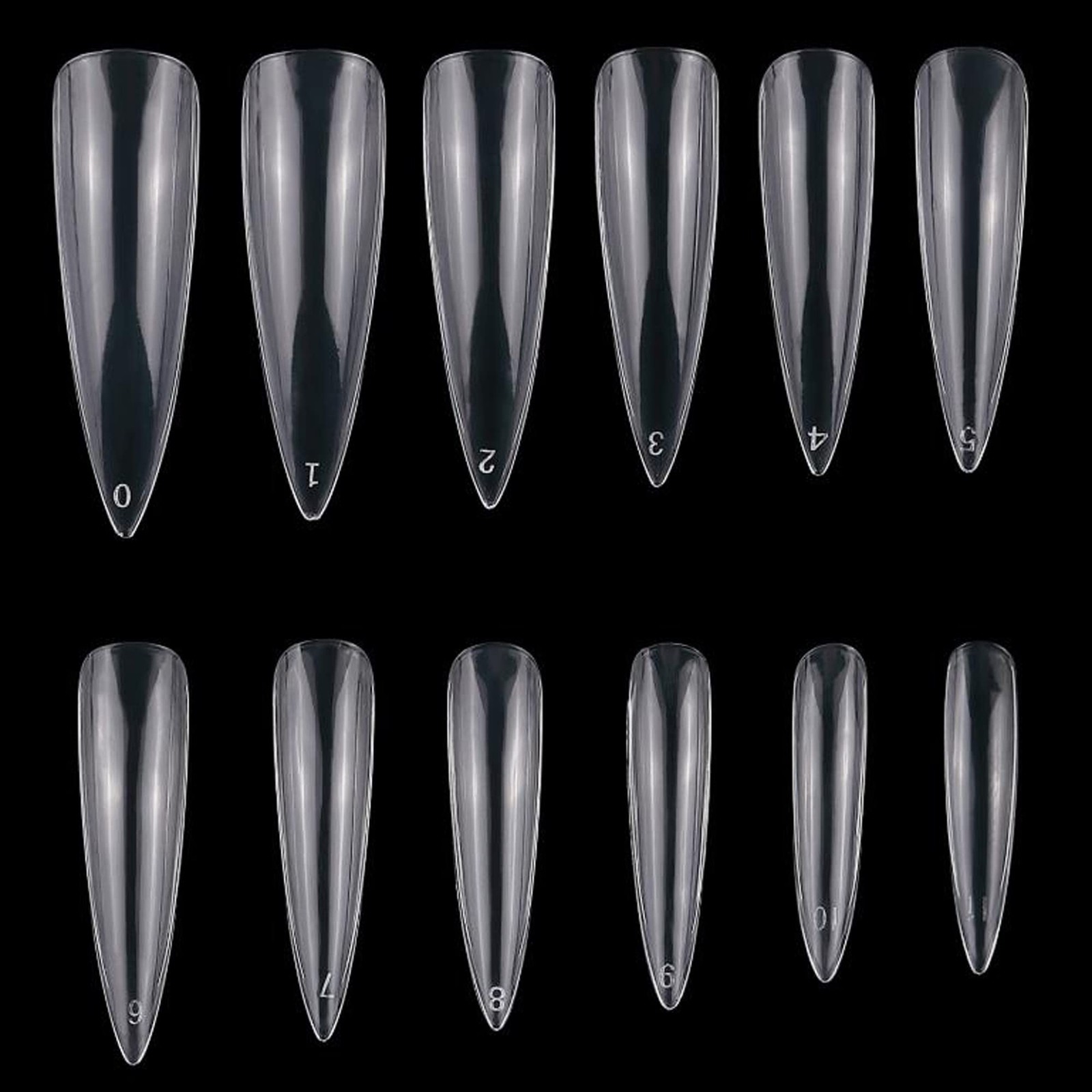 AddFavor 600pcs XXXL Clear Stiletto Nail Tips Extra Long 3xl Large,