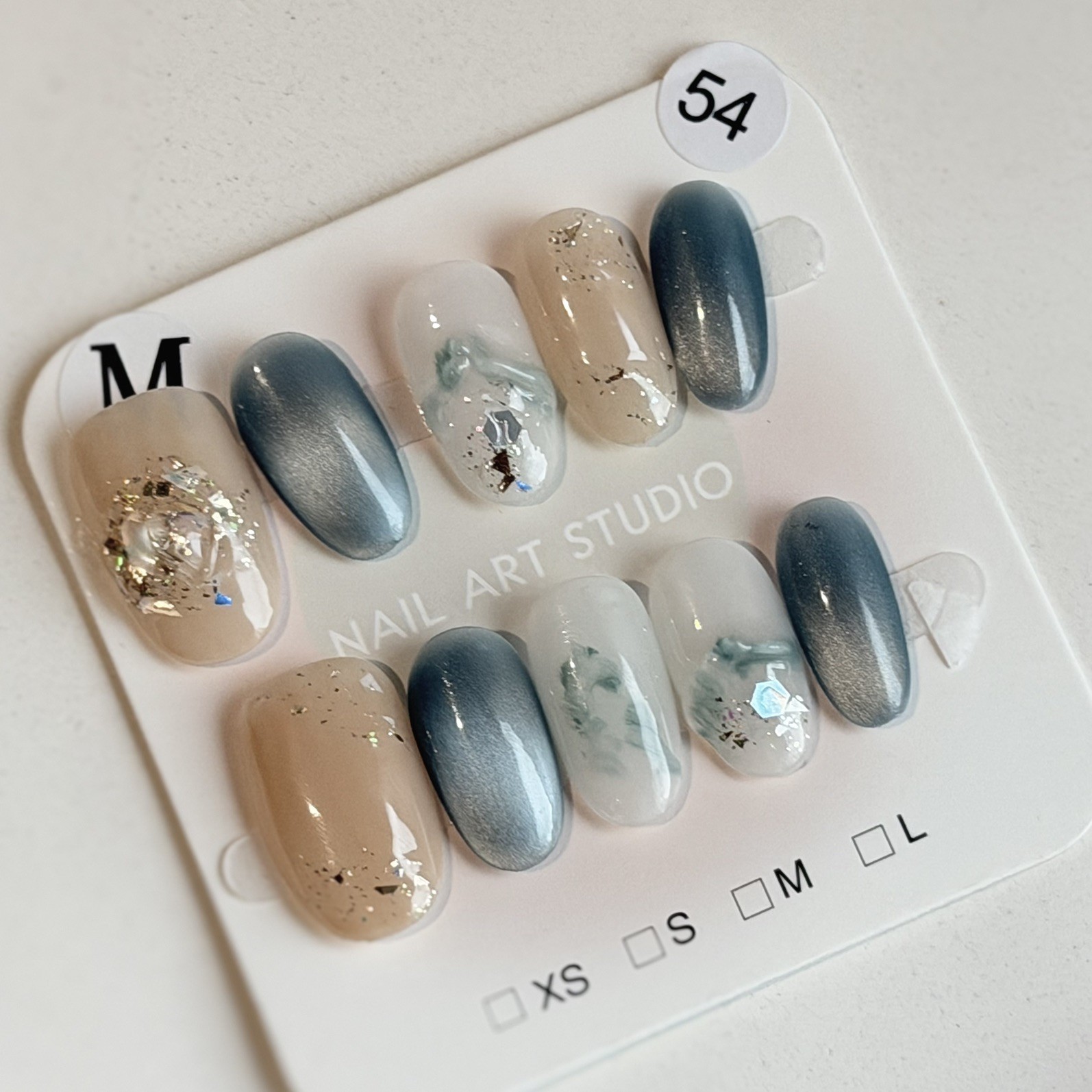 Unique Handmade Press-On Nails Size M | One of a Kind Set, Reusable 54