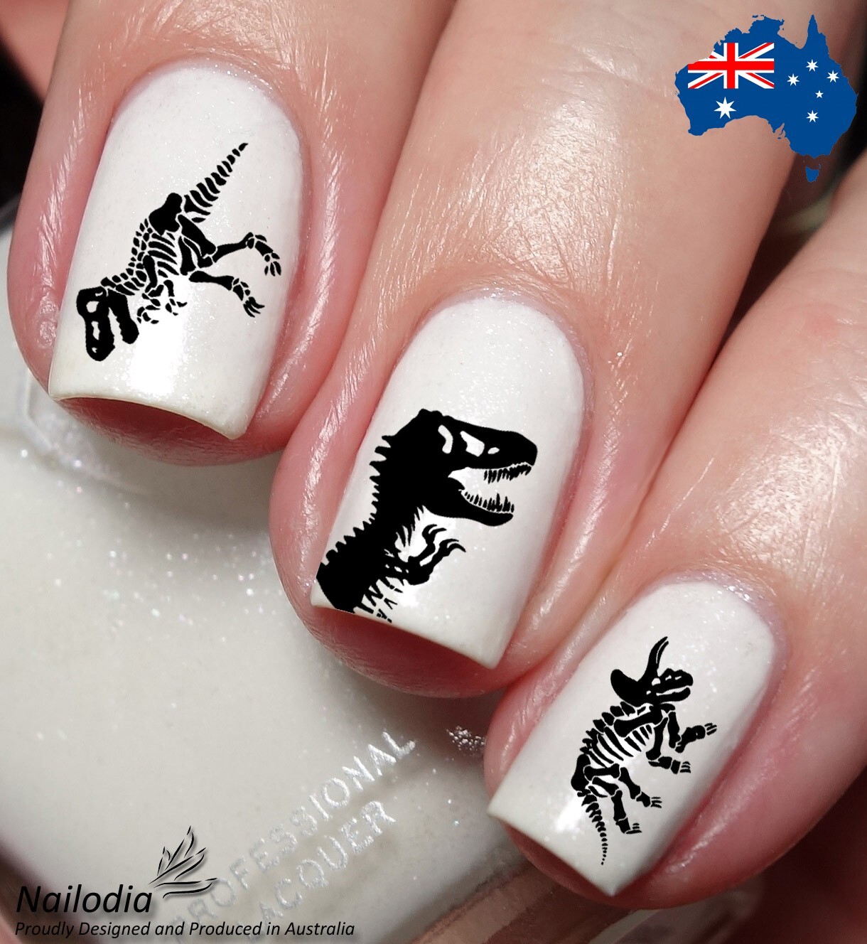Dinosaur T-Rex Skeleton Nail Art Decal Sticker Water Transfer Slider – Jurassic