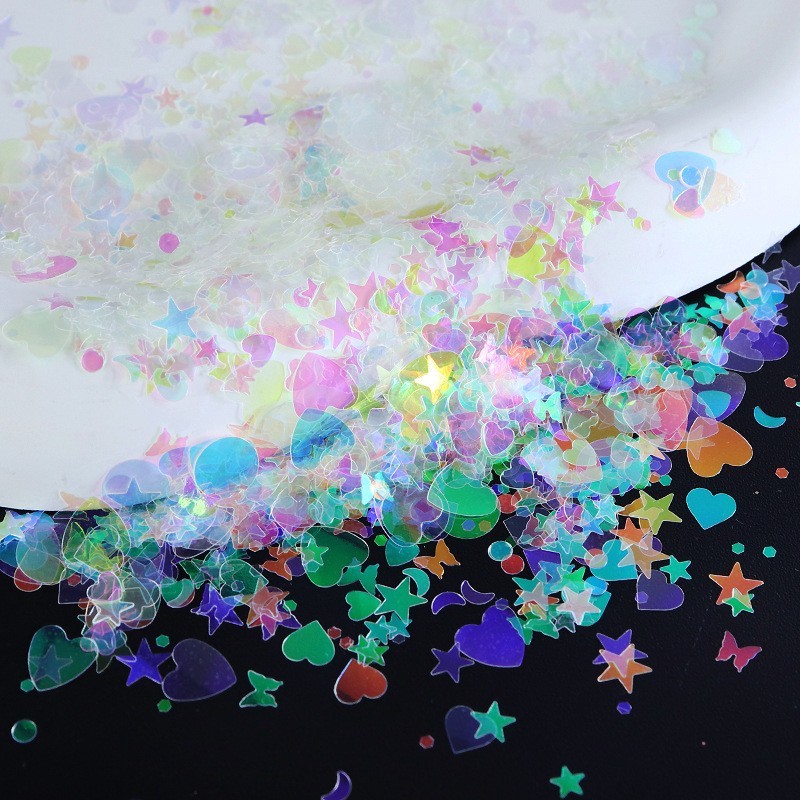 6 Grids Nail Art Glitter Sequins Star Moon Heart Butterfly DIY Nails Decoration
