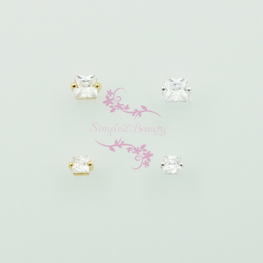 10 Square Clear Zircon Crystal Design Alloy Base Nail Art 3D Jewelry Making Deco