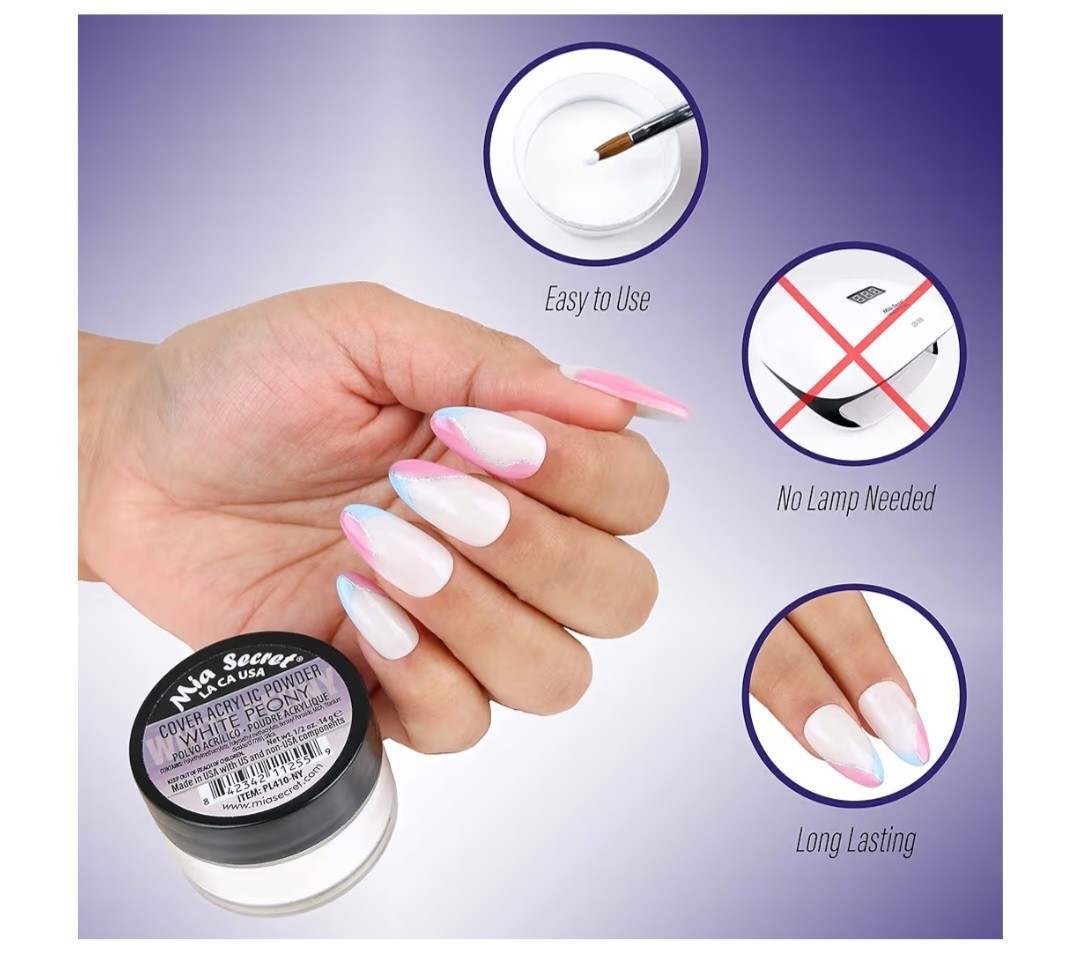 Mia Secret Cover White Peony Acrylic Powder 1/2 oz| 1oz | 2oz | 4oz | 8oz Choose