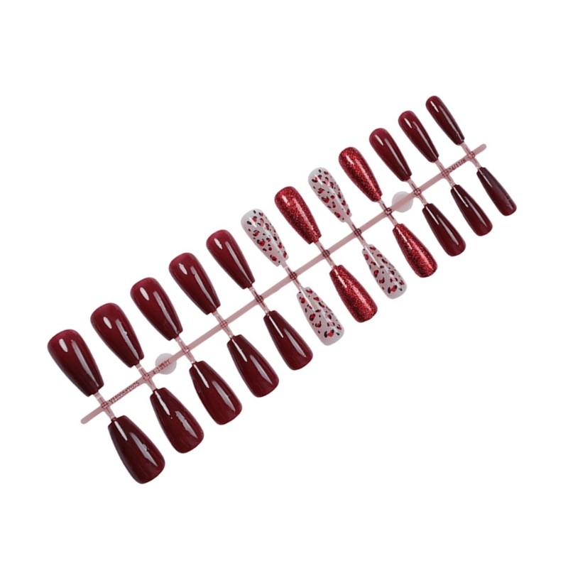 24x Valentines Day False Nail French Cats Eye Press On Nail on Nail