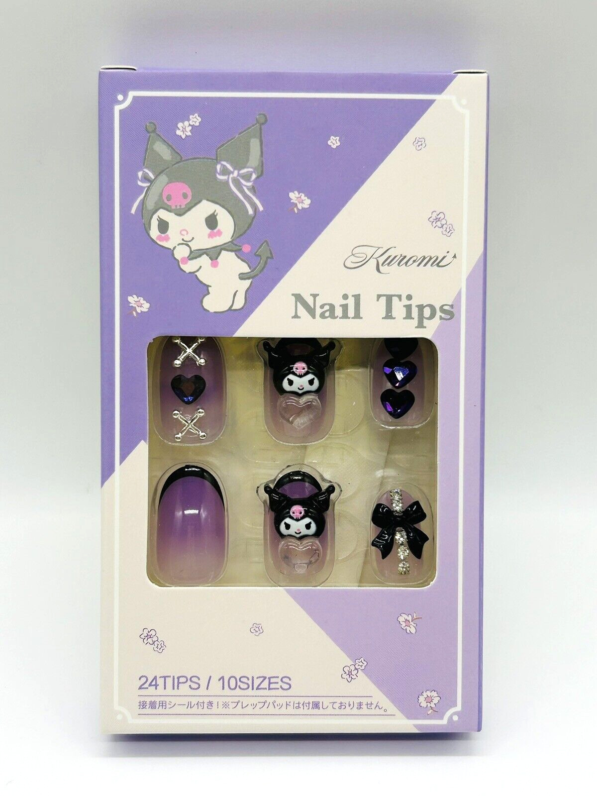 Sanrio Nail Tips Kuromi My Melody 24Tips/10Sizes Set of 2 NEW Japan Limited