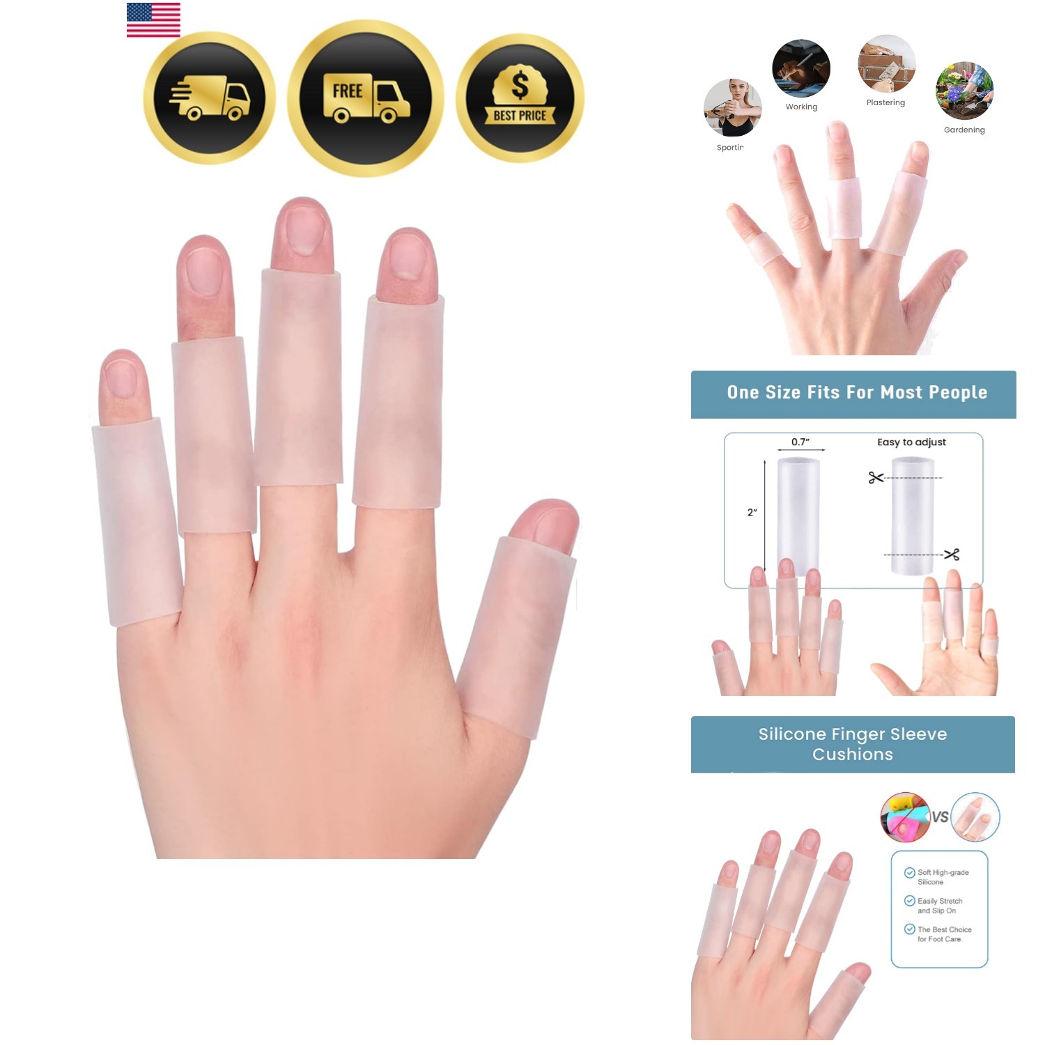 20 PCS Gel Finger Sleeve Protectors, Trigger Finger Pain Silicone Finger Slee…