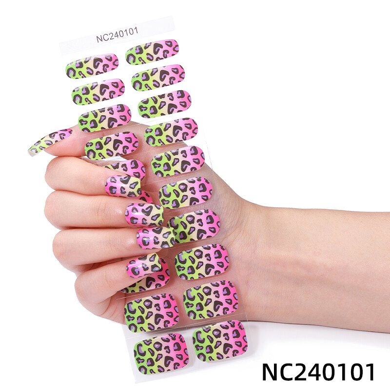 Semi Cured Gel Sticker UV Lamp Needed Leopard Gel Nail Patch DIY Nails Decals