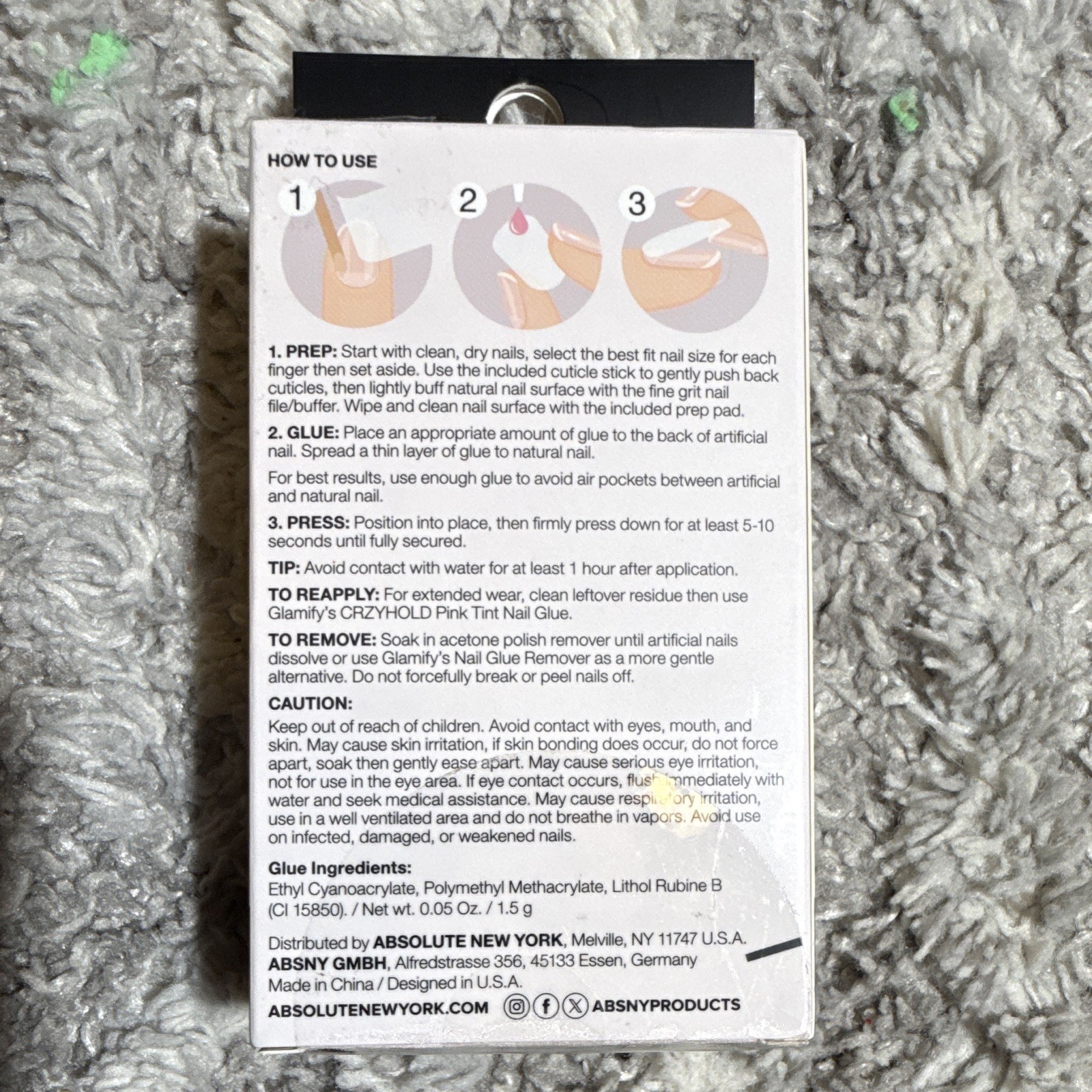 Glamify & L.A. Colors Press-On Nails 3pc French Holographic Glitter Glue