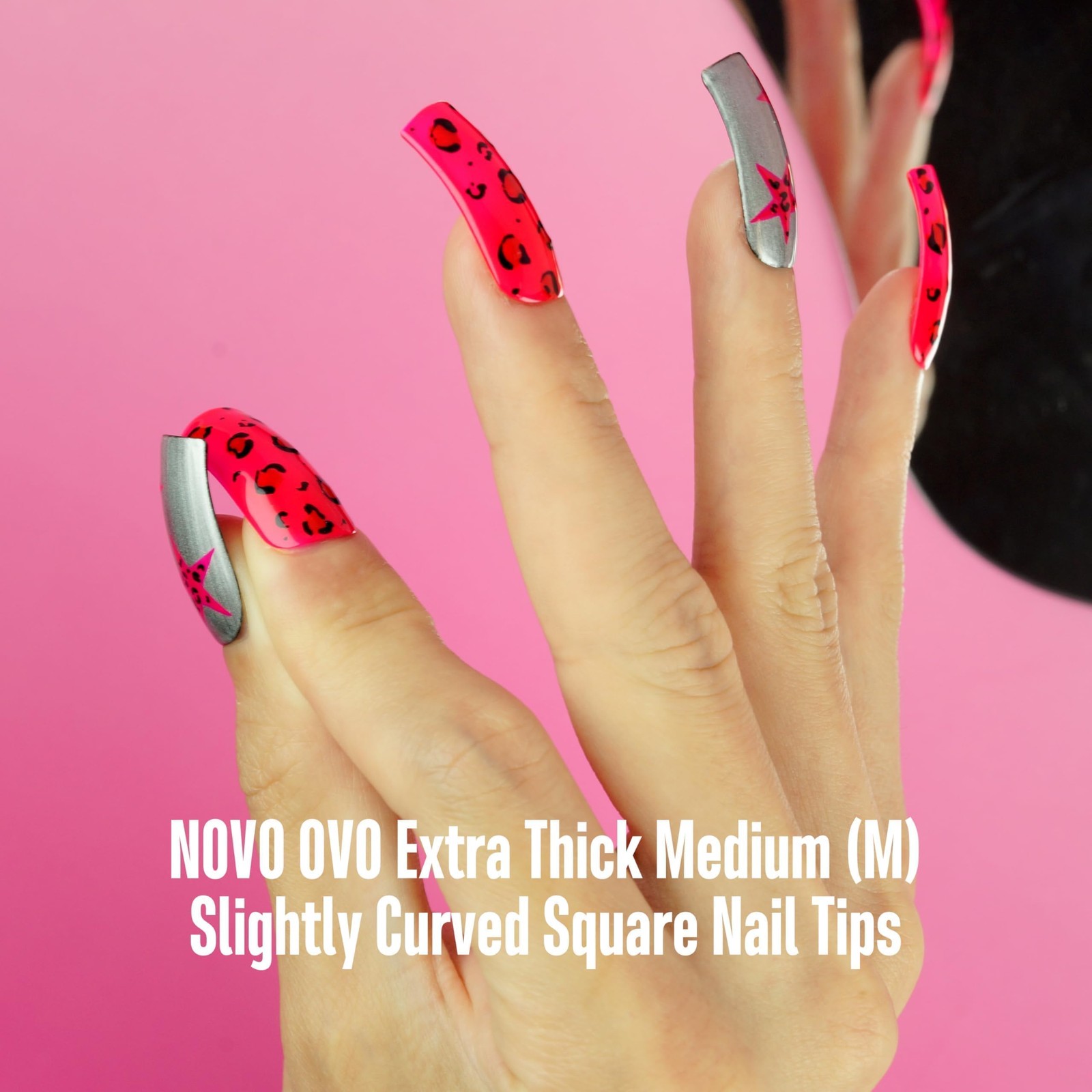 NOVO OVO Halloween Medium Slightly Curved Nail Tips M, Square