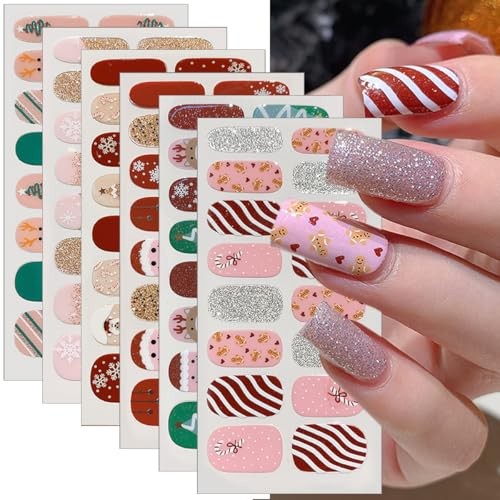 6 Sheets Christmas Nail Art Stickers Winter Cute Elk Snowflake Xmas Tree-2
