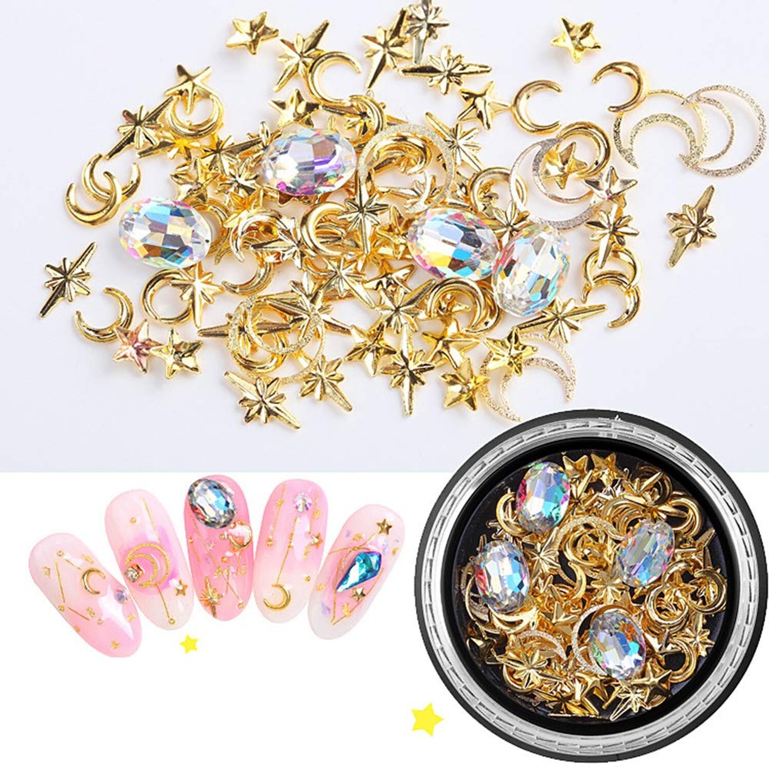 SILPECWEE 6 Boxes 3d Nail Rhinestones And Studs Gold Nail Rivets Set Nail Cry…