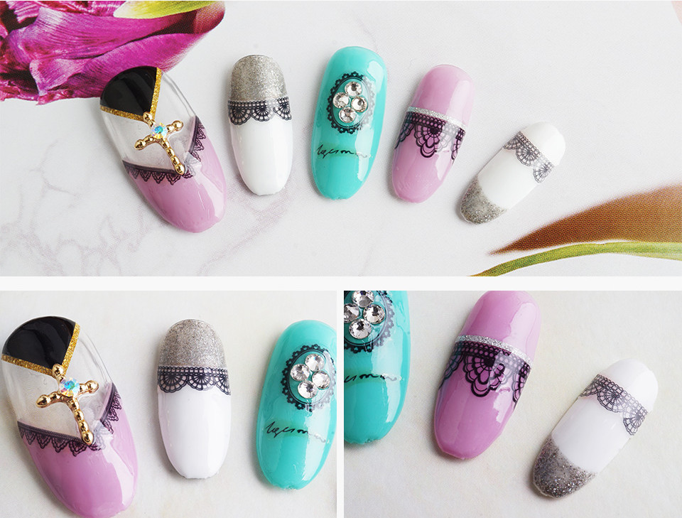 Lace Nail Art Stickers Decoration Manicure Decals Easy use USA SELLER FAST SHIP