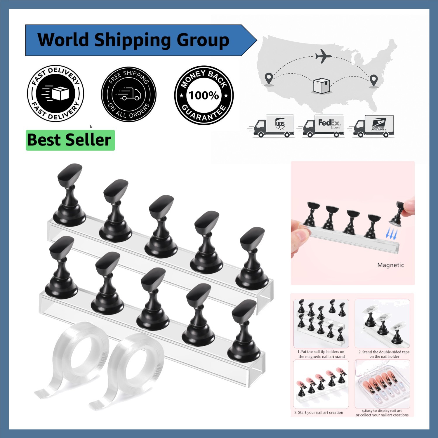 Magnetic Acrylic Nail Practice Stands – Perfect for Professionals & Beginners