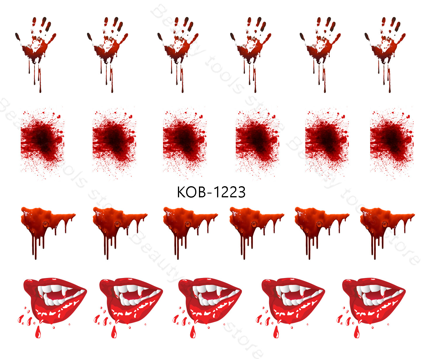 Nail Art Water Transfer Stickers Decal Halloween blood mouth with blood KoB-1223