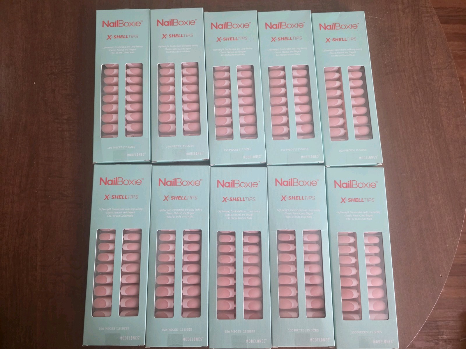 10 X Medium French Tip Press on Nails, 150Pcs Each Box Square Fake Nails