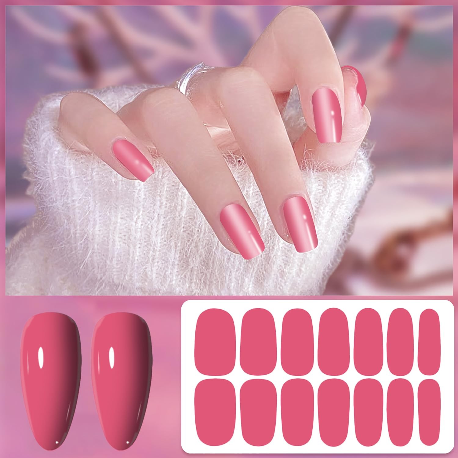 12 Sheets Red Pink Series Nail Wraps: 168 Solid Nail Stickers & Strips for & …