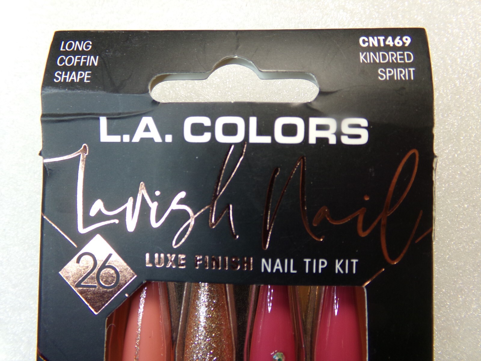 L.A. Colors NAILS GLUE ON Lavish Shiny Coral & Rose LONG LENGTH
