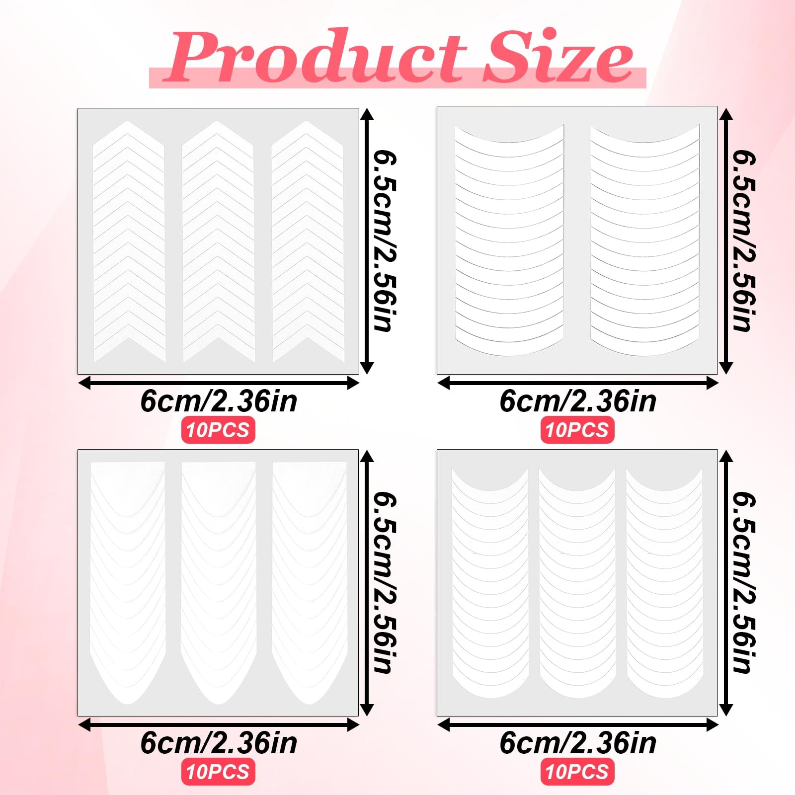 40 Sheets French Tip Nail Stickers Self-Adhesive French Manicure Strips White…