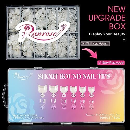 Short Nail Tips- 600PCS Oval Half Cover 600pcs Natural Short Oval Nail Tips