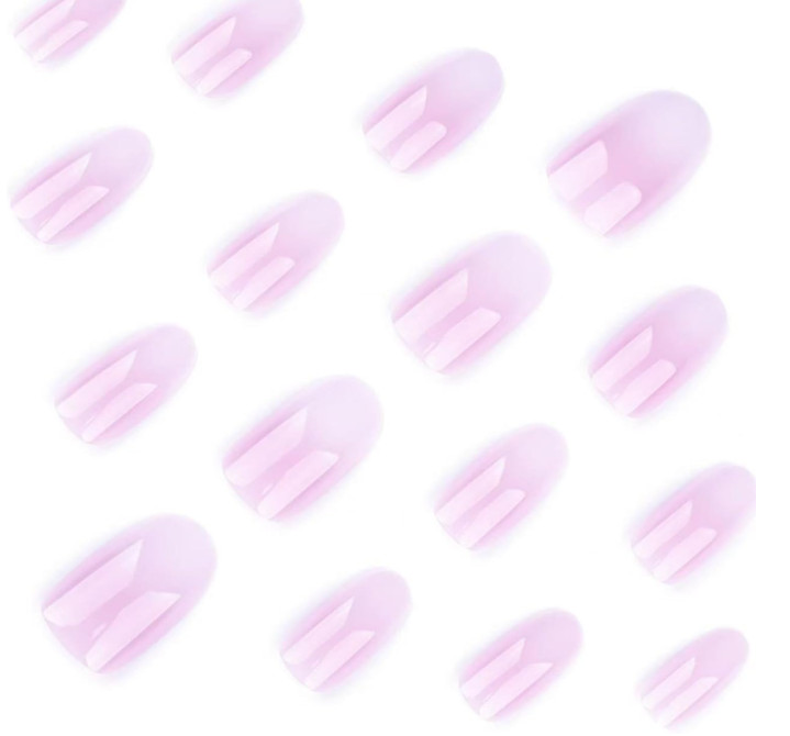 24pcs Pink Ombre Gradient Press-on Nails French Minimalist Style Short Oval Nail