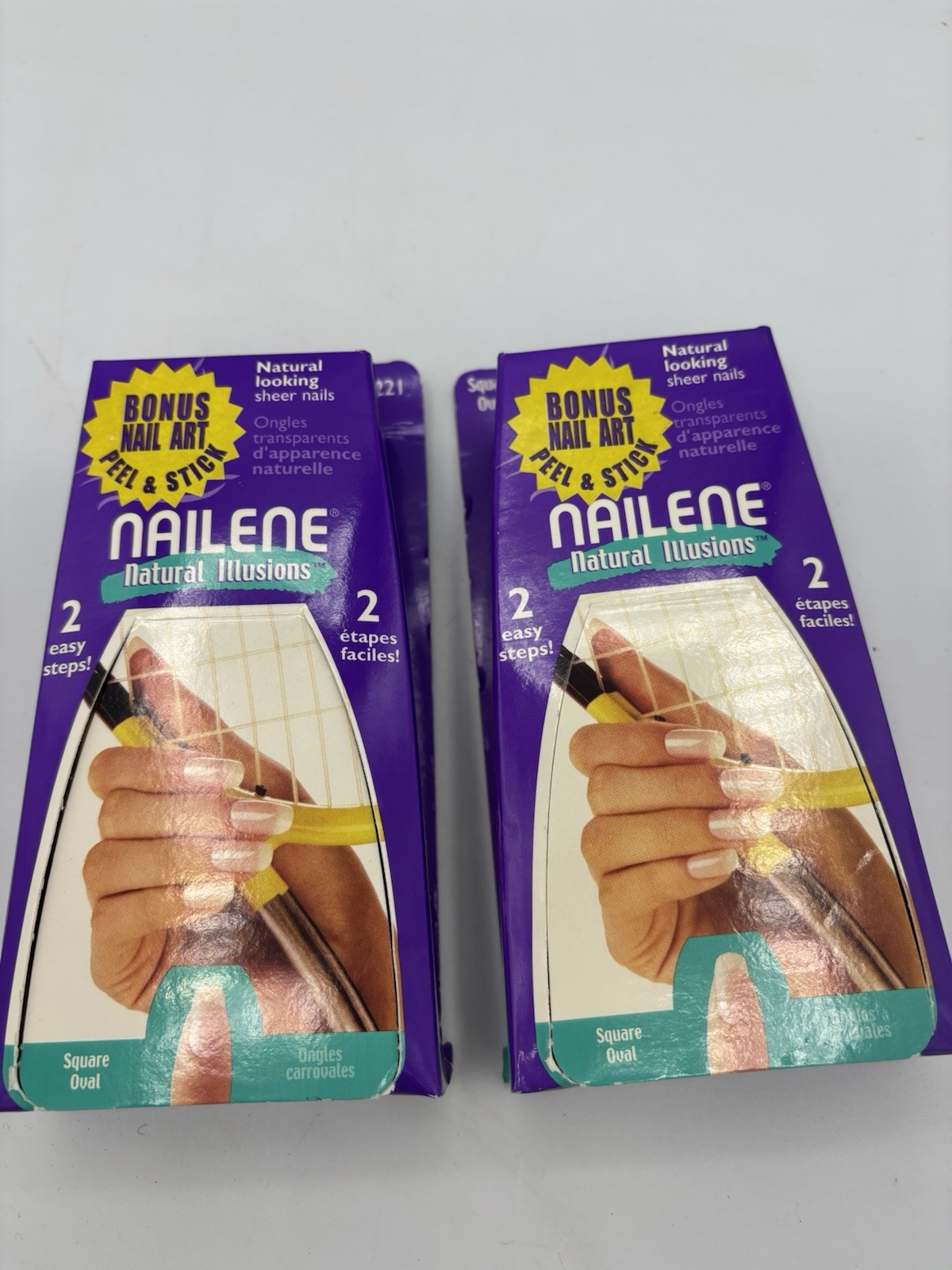2 Packs New Nailene Square Oval Nail Kits Peel & Stick Natural Sheer Look