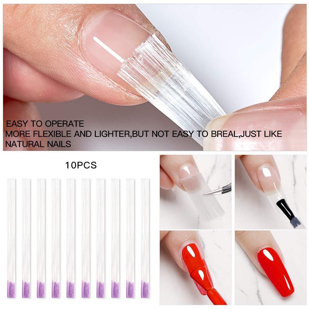 Fiberglass Nail Extension Kit with Building Gel 18 Piece Set, Clear