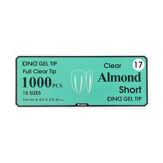 DND Gel Full Clear Tip Box #17 | Almond Short (1000 pcs)