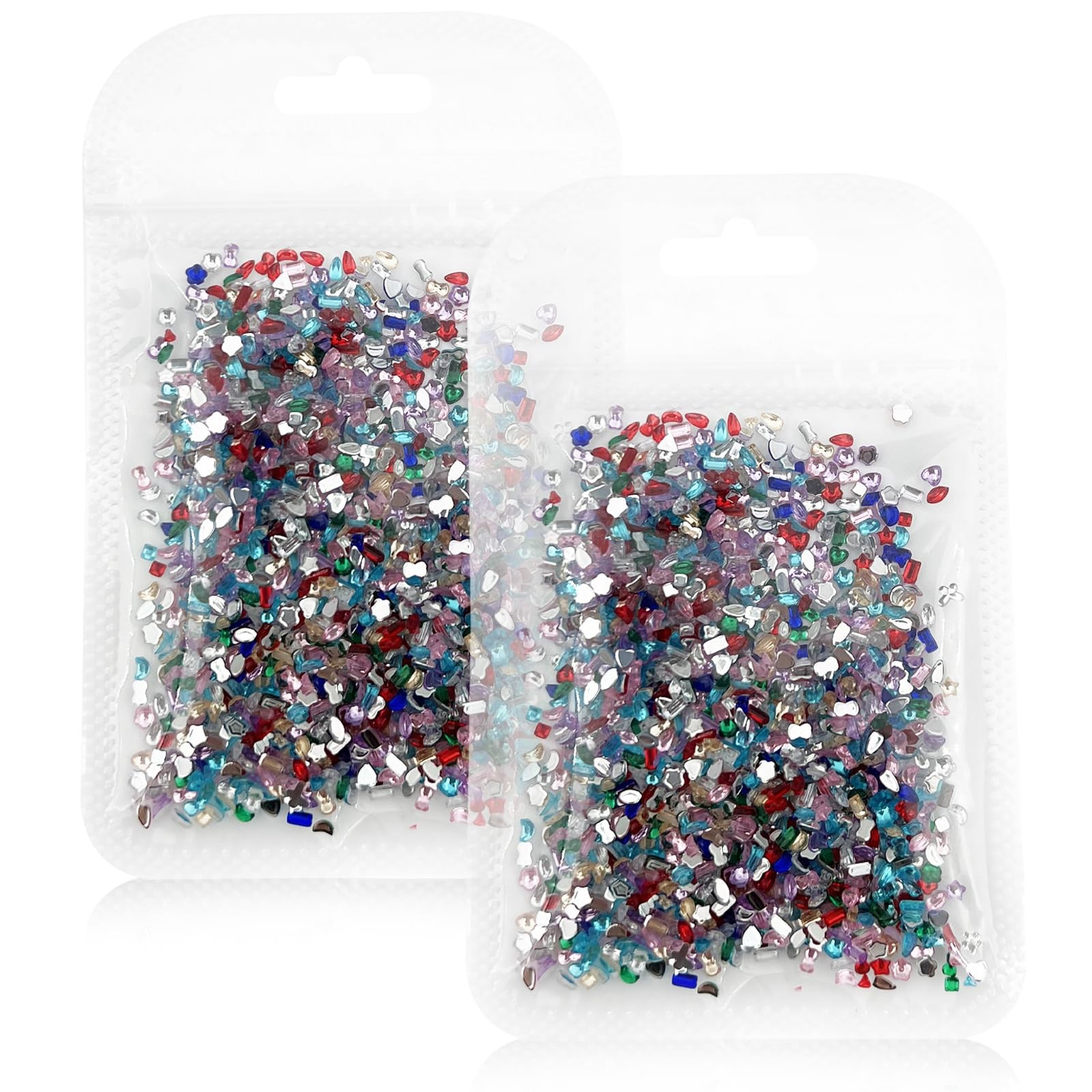 2000 PCS Colorful Crystal Nail Rhinestones Set – Multi-Shape multicolor