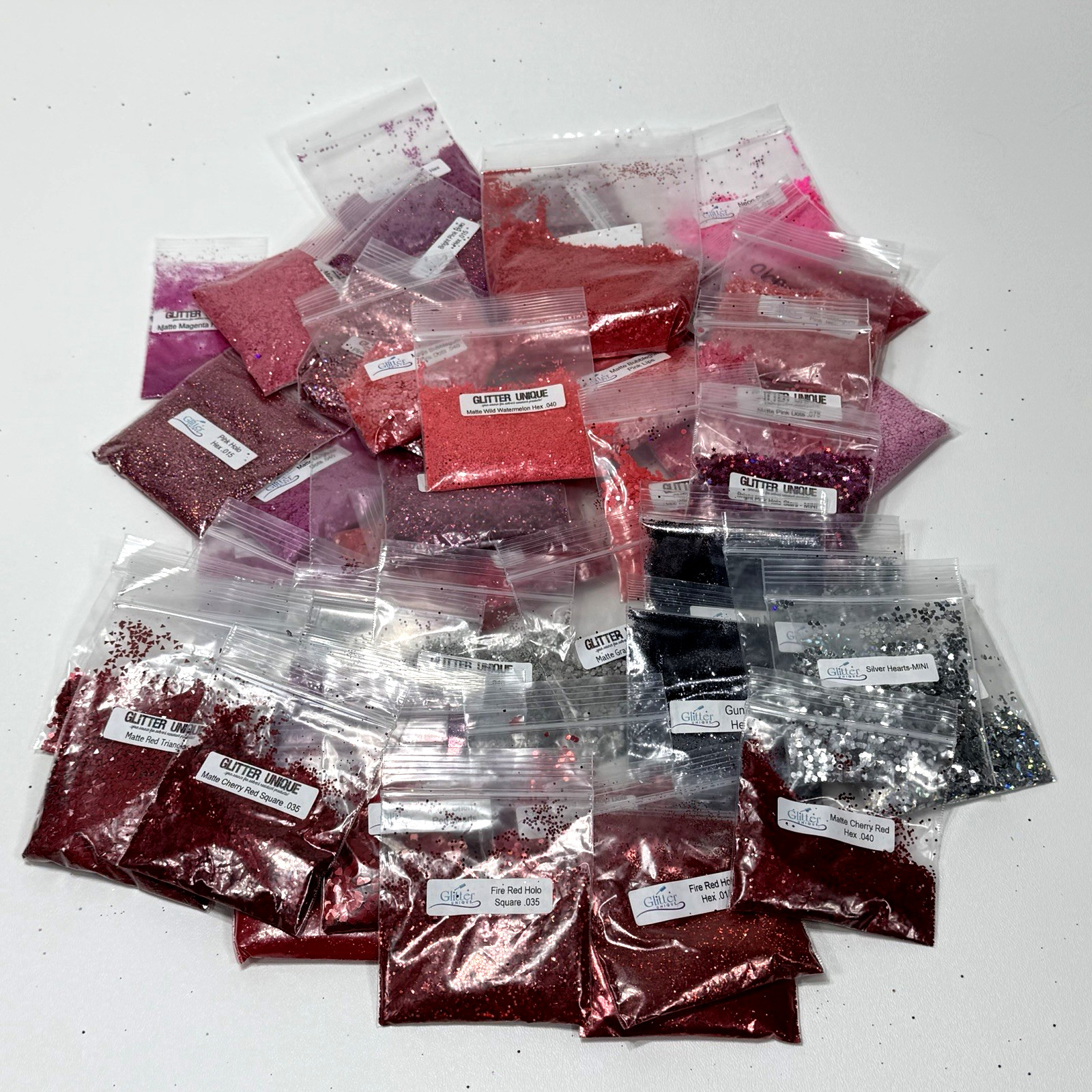 Glitter Mixed Lot – Nail Polish Body Glitter – Multiple Colors And Sizes Shapes