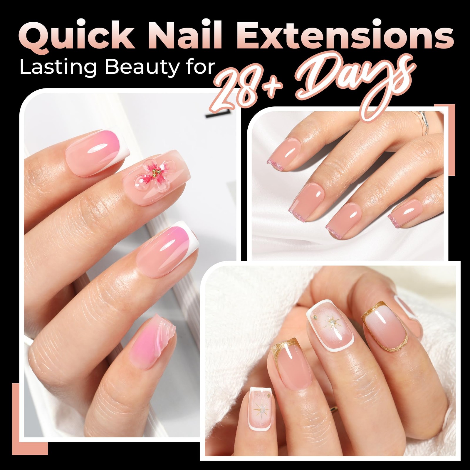 UNA GELLA Nail Tips Square: Pre-etched Matte 120 Piece Assortment, clear