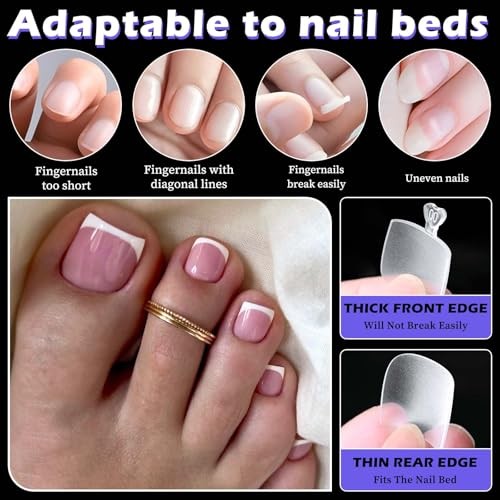 320pc Fake Tip Soft Gel Toe Nail Tips Clear Press on Short Square Toenails