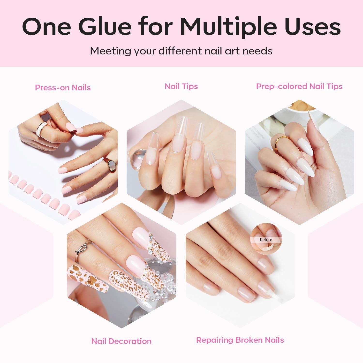10ml Nail Glue for Press On Nails with 10ml Nail Glue Remover Kit for Nail Ti…