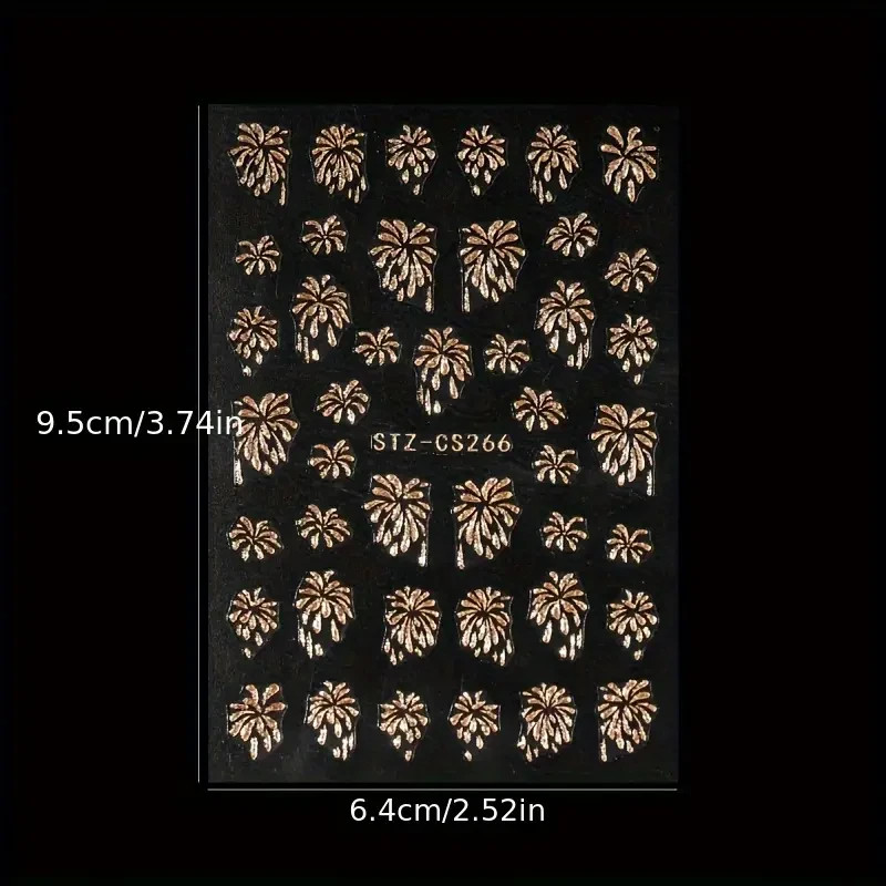 3D Glitter Firework Nail Art Stickers Self Adhesive Sparkling Blooming Firework