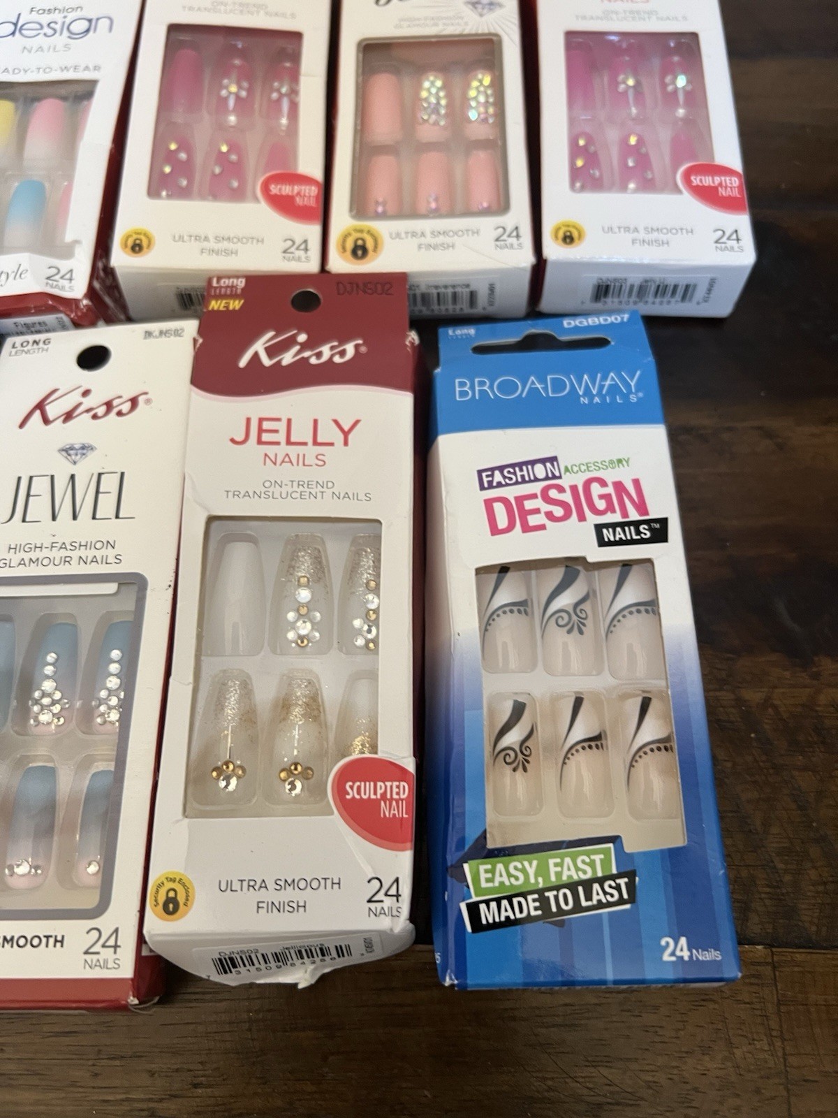 Lot 9 Kiss Artificial Fake Nails Different Lengths Shapes Brands Fashion Design