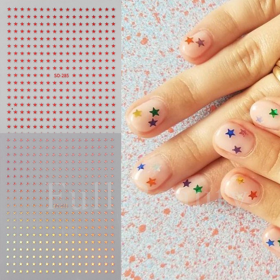 Stars Nail Art Stickers Decals 6 Sheets Supplies Self-Adhesive Peel SO285 NS53
