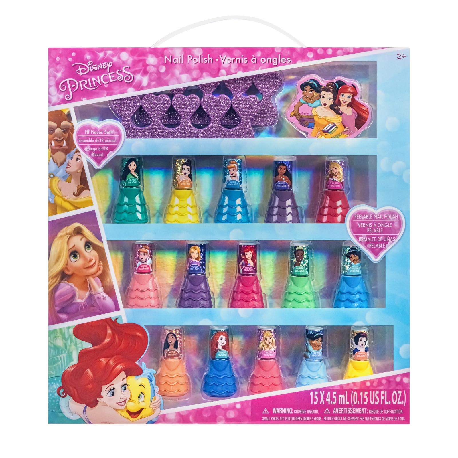 Disney Princess Nail Polish Set, 15-Piece 2.25 Fl Oz (Pack of 1), Multicolor