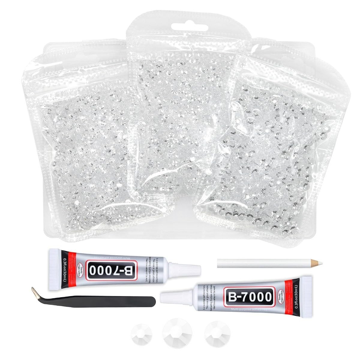Transparent Resin Rhinestones w B7000 Jewelry Glue for Bedazzling Crafting 3m…