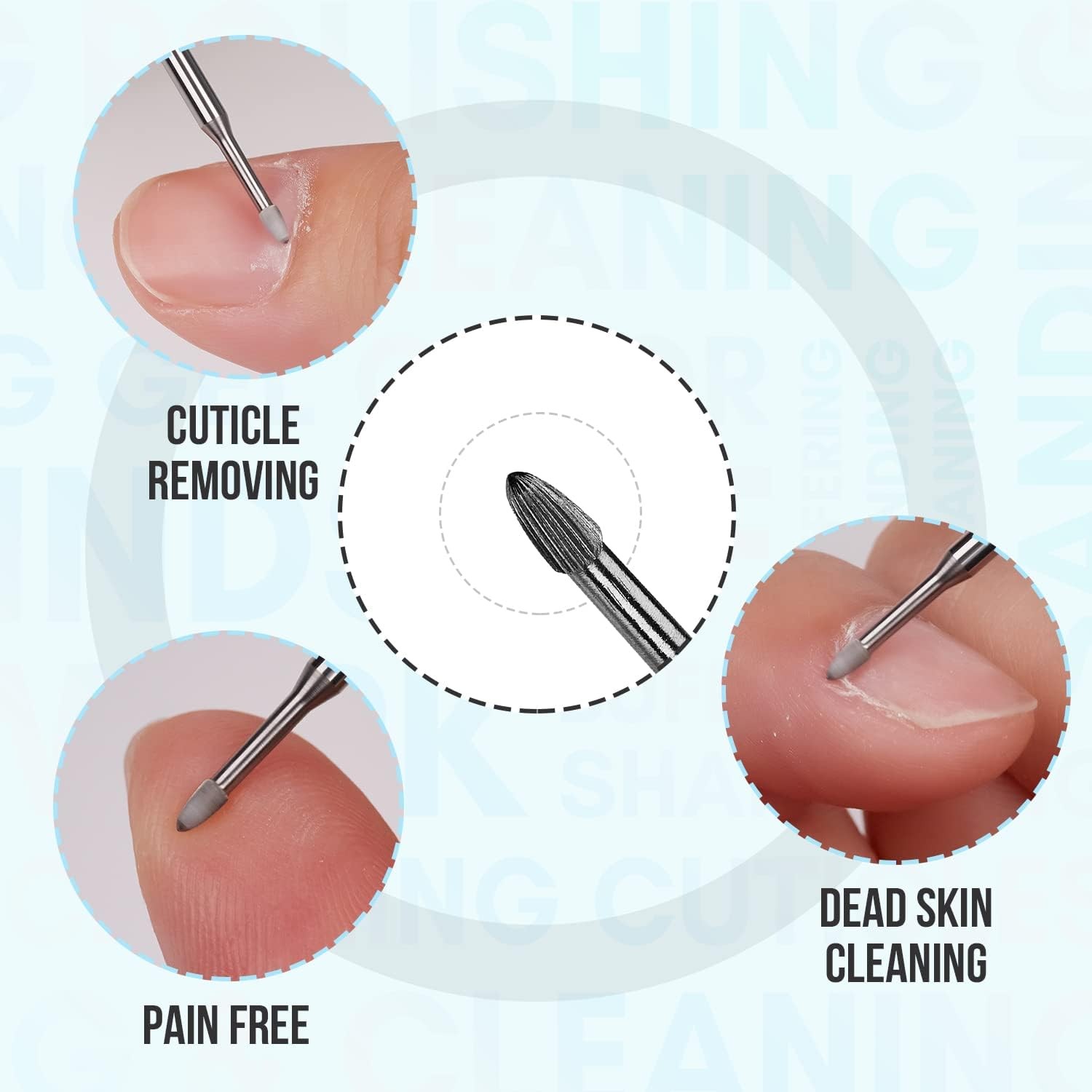 Nail Drill Bits:3/ Safety Tungsten Carbide Cuticle Remover Drill