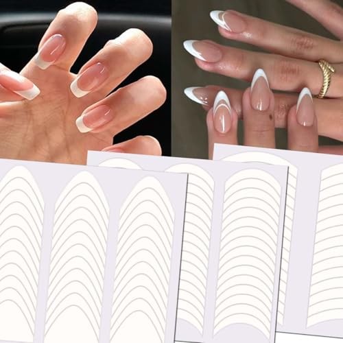 French Manicure Strips,French Tip Nail Stickers for Nails Art Style-14