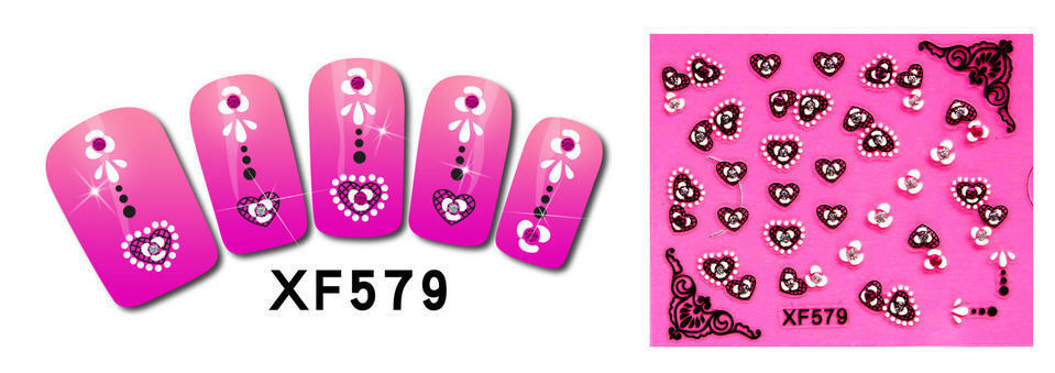 Nail Art 3D Gold Flowers White Stickers Butterfly Stones Design Decoration Tips